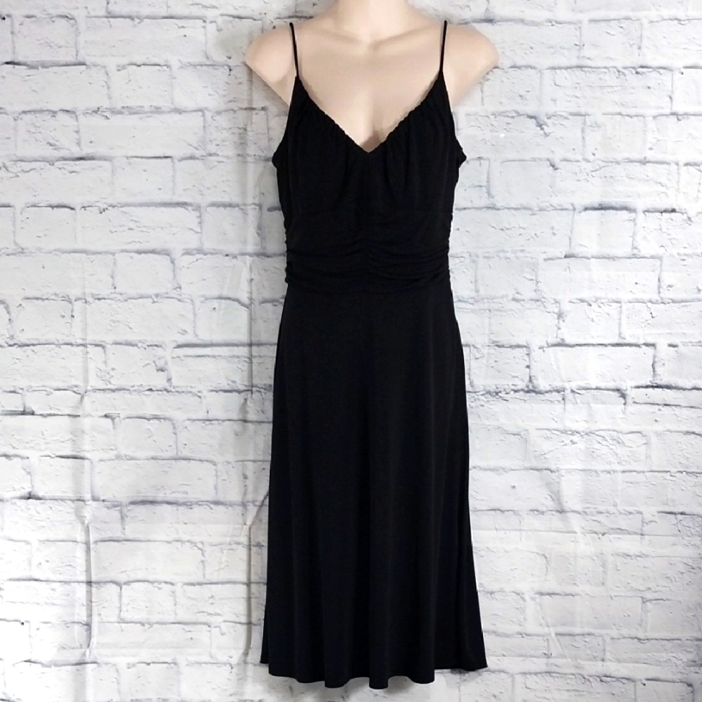 🔵BOGO FREE🔵 Ann Taylor Loft Dress Black Strappy Ruched Occasion Sz S
